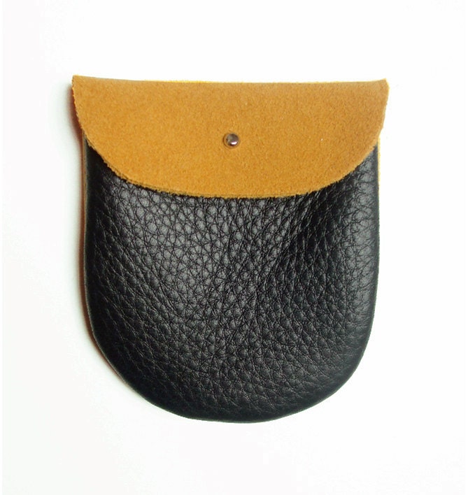 Soft Leather Pouch // golden honey suede with black leather