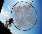 Dream catcher crochet lace black and white wall decoration minimalist dreamcatcher handmade OOAK finished product