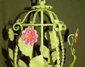 Vintage Chandelier - Repurposed as Garden Art - Chartreuse