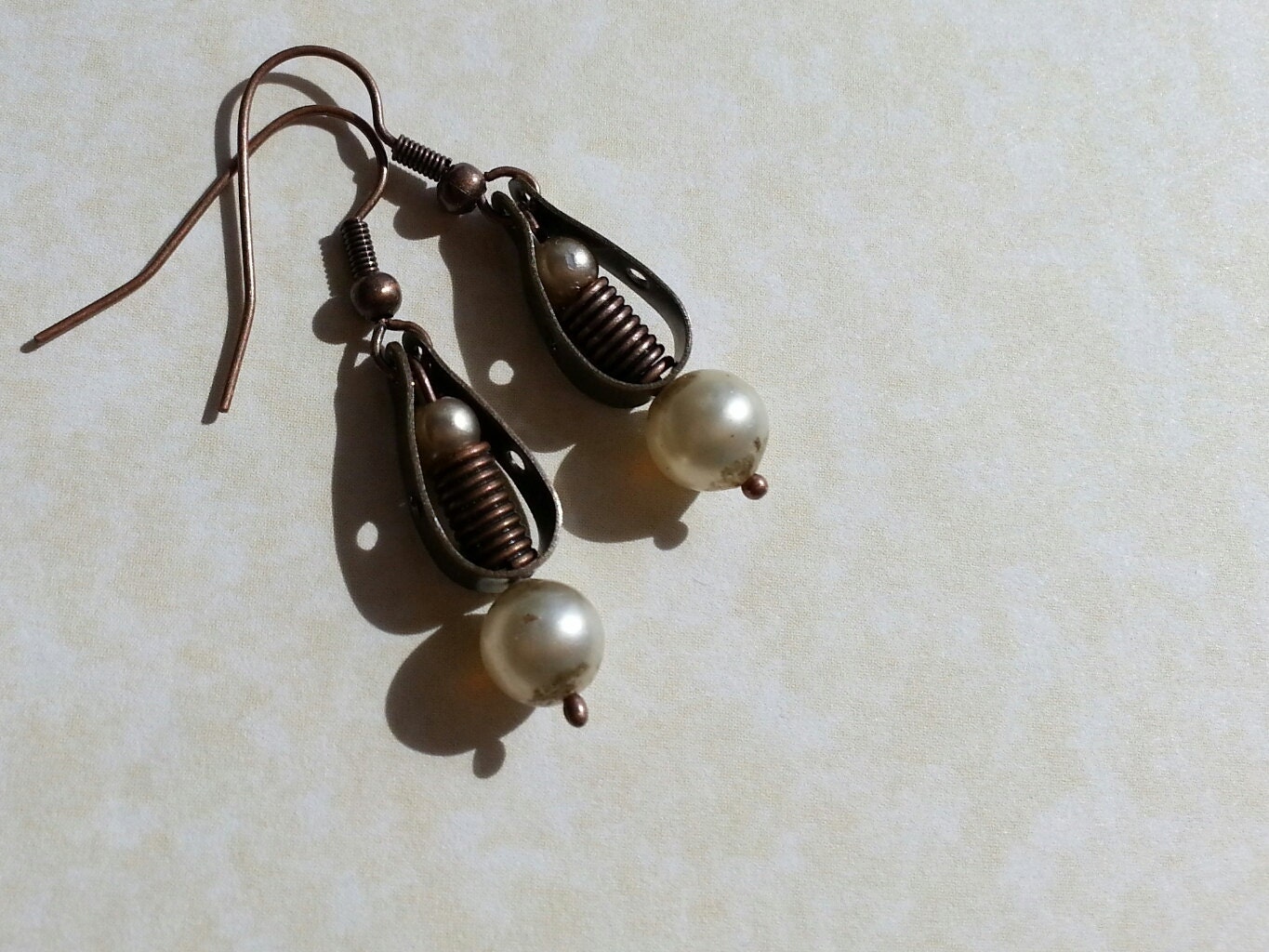 Steampunk earrings - 'Spring Pearls' - Neo Victorian, faux pearls,classic sci-fi, retro sci-fi