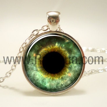 Green Eye Necklace, Third Eye Jewelry, Evil Eye Pendant (1135S1IN)