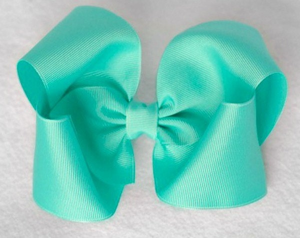 Aqua Hairbow - 5 Inch Baby Toddler Girl - Solid Color Boutique Hair Bow on Barrette or Alligator Clip