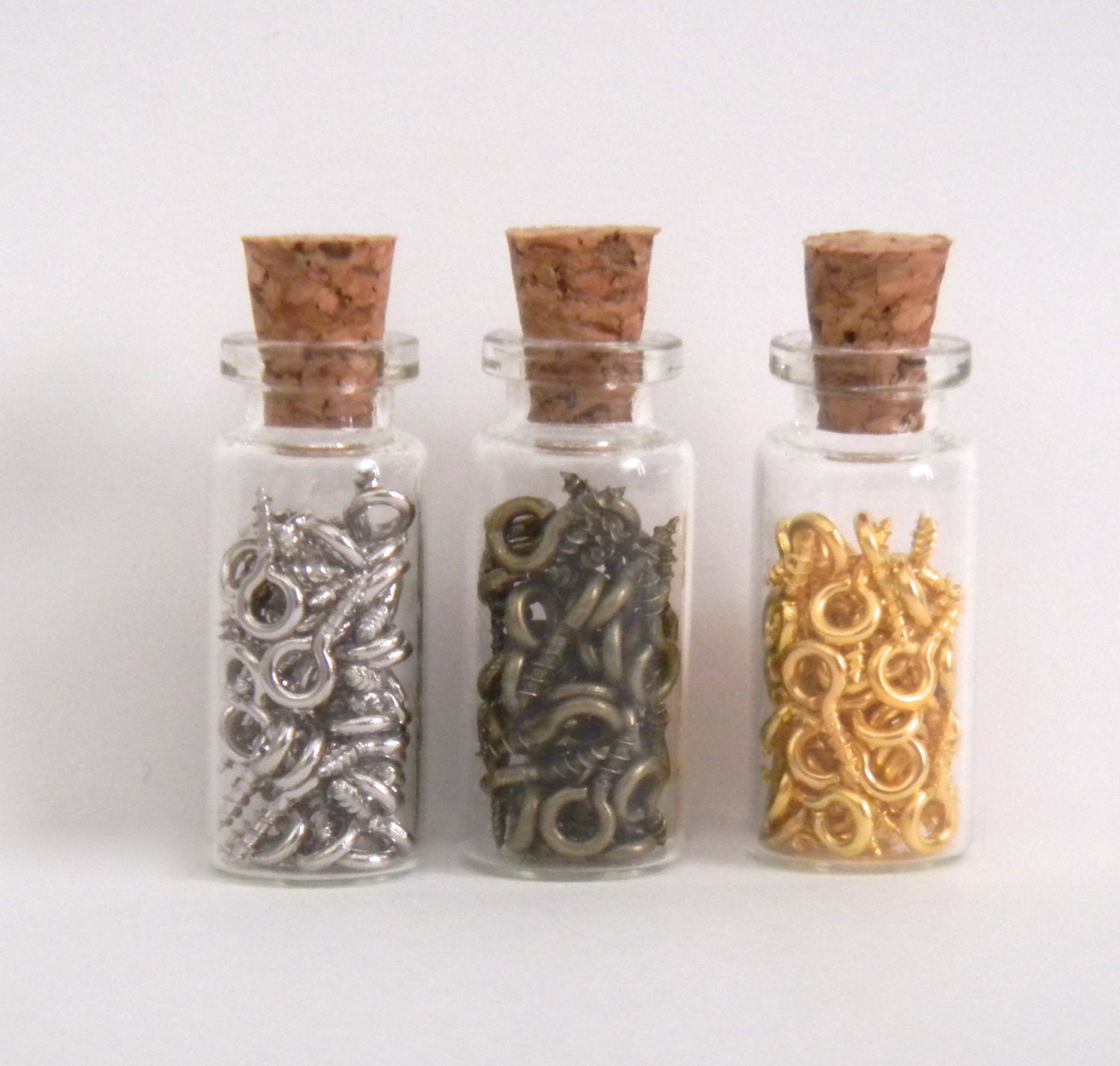 Eye Screws Bails - Set of 3 Silver, Bronze and Gold Tone