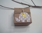 Elephant Baby Shower favor boxes gray polka dot 3x3x2 inch rustic