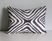 Black Zebra Stripes on Burlap Lumbar Pillow Tribal Decorative Throw Pillow Envelope Back 12x16 Modern Tribal Burlap