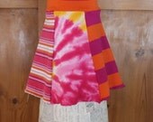Upcycled toddler girls skirt tie dye orange pink white yellow striped comfortable 24 months 2 2T spring