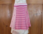 SALE - Upcycled toddler girls skirt  pink striped floral stars comfortable 24 months 2 2T spring summer winter fall