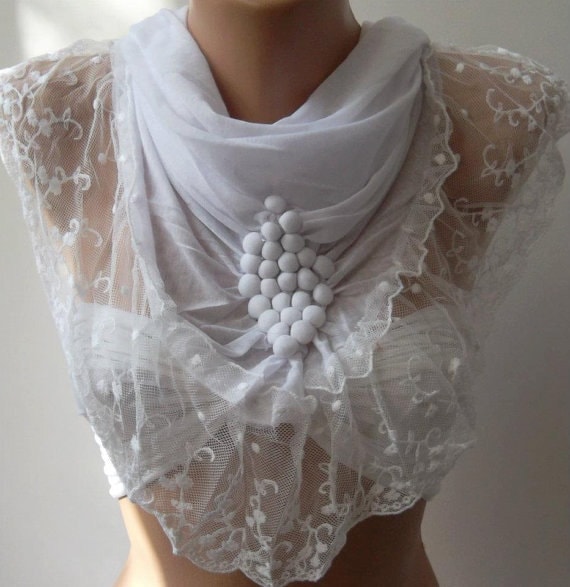 Romantic white Gorgeous Scarf - Super quality Scarf Shawl --Mothers Day Gift