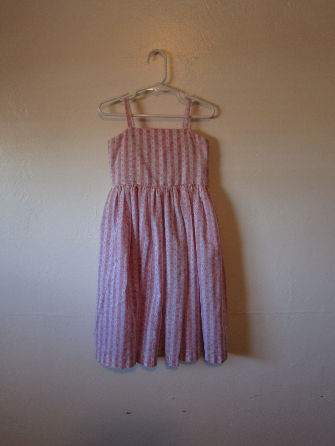 Kids Vtg Pink & White Sundress - Floral Maxi - Size 4/5 - Vintage 1960s 60s - Girls - Childrens - Childs