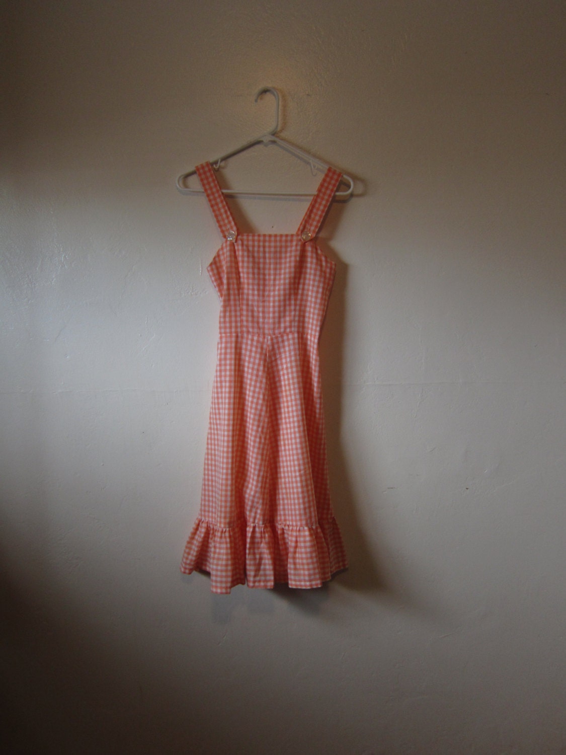 Kids Vtg 60's Tangerine Dress Size Juniors 14-16  or Womens XXS- Vintage 1960s 60s - Girls - Childs