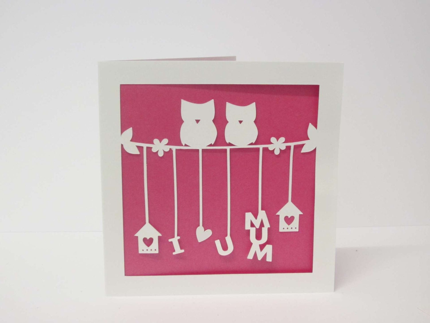Hanging words papercut birthday card