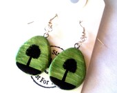 Pop of Green Teardrop Treescape Dangling Earrings