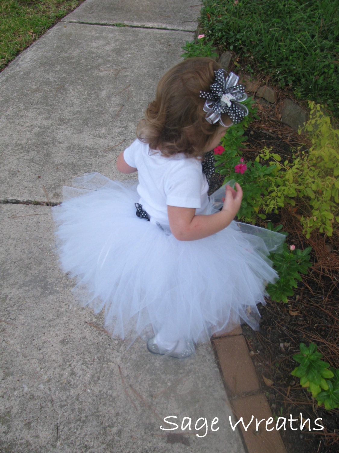 Toddler Girl Ghost Costume with Tutu and Bow