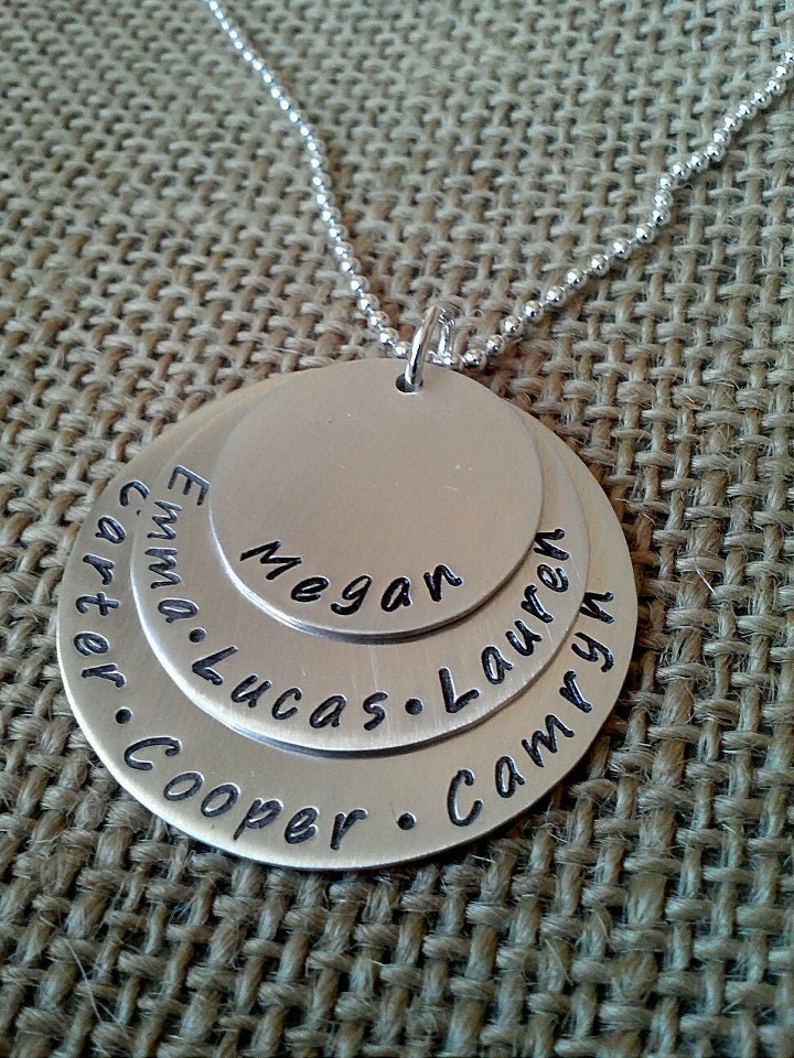 Hand Stamped Wedding Necklace-Custom Anniversary Necklace-Stamped Evermore