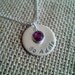 Silver Hand Stamped Washer Necklace with Swarovski Channel Charm Perfect For Your Bridesmaids Gifts