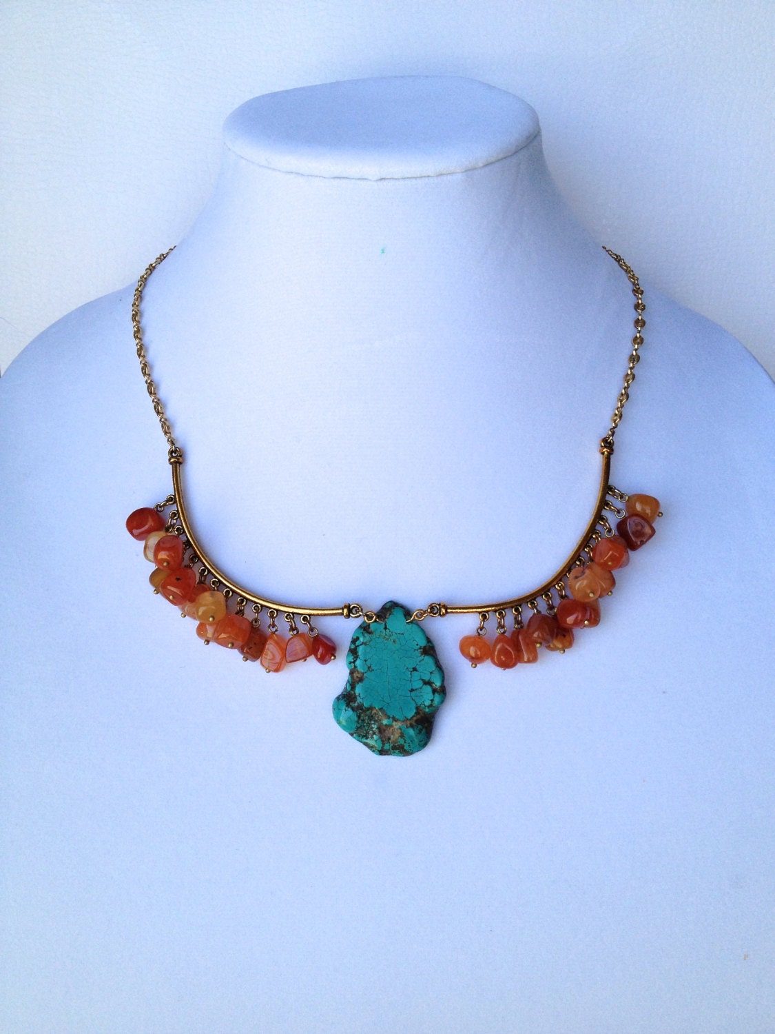 Statement Necklace with Turquoise Stone