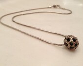 Vintage Silver/Black Beaded Pendant Necklace with Beautiful Details