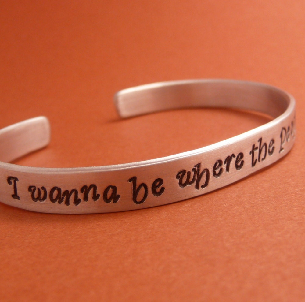 Little Mermaid Inspired - I Wanna Be Where The People Are - A Hand Stamped Aluminum Bracelet