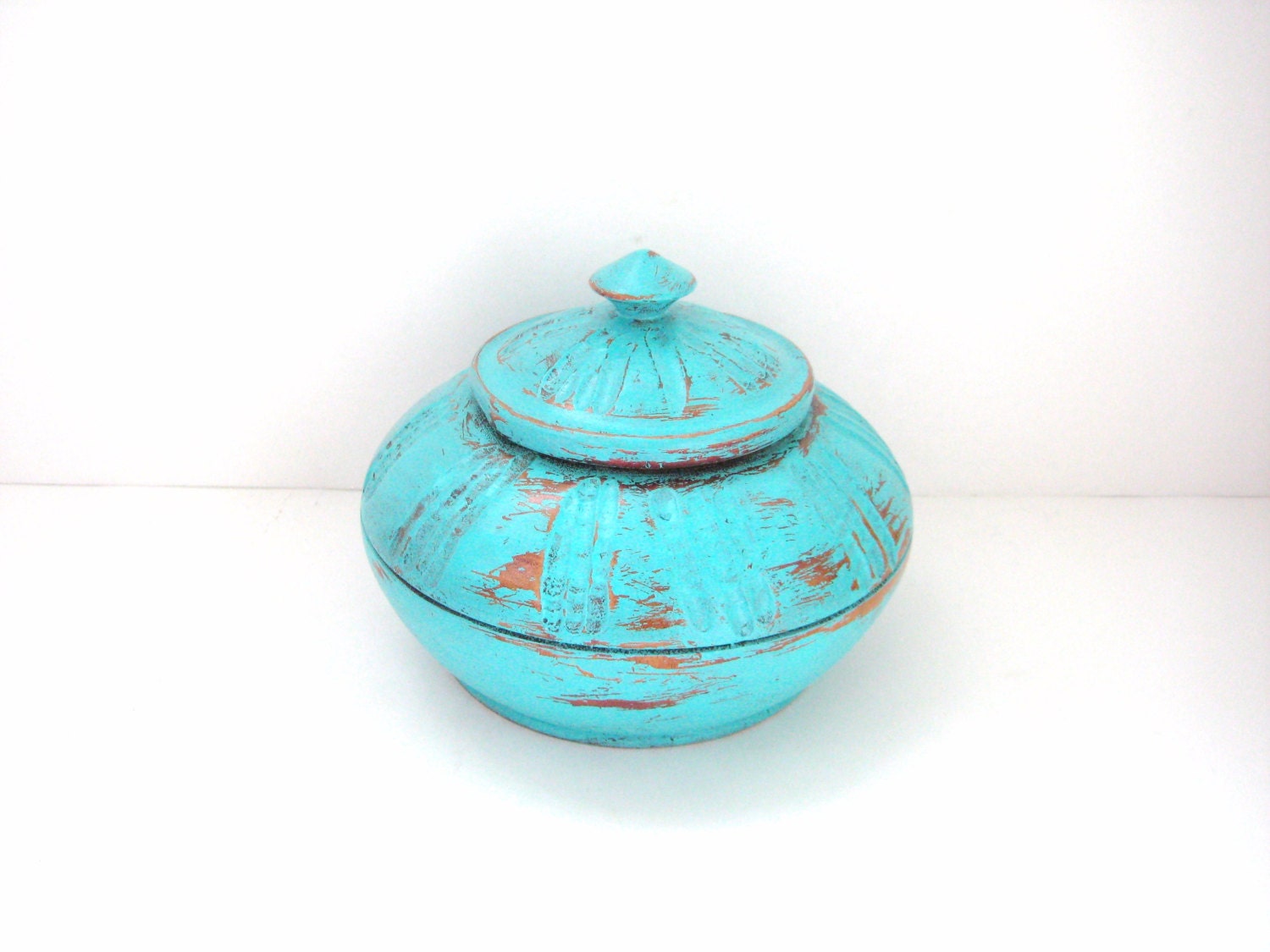 Turquoise Container - Flea Market Chic - Eclectic Home Decor