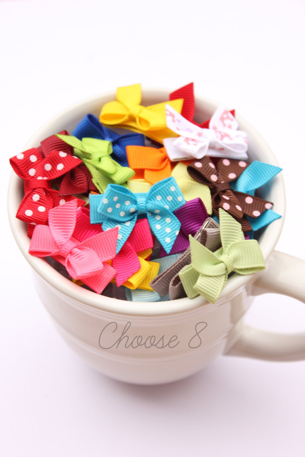 Newborn Hair Bow, Newborn Hair Clip, Newborn Hairbow, No Slip - Set of 8