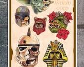 Star Wars Poster - Six Heads - 13x19 inches - by Indrid Cold