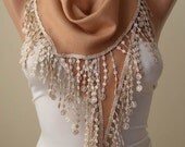 Mother's Day Gift - Beige Pashmina Scarf with Trim Edge