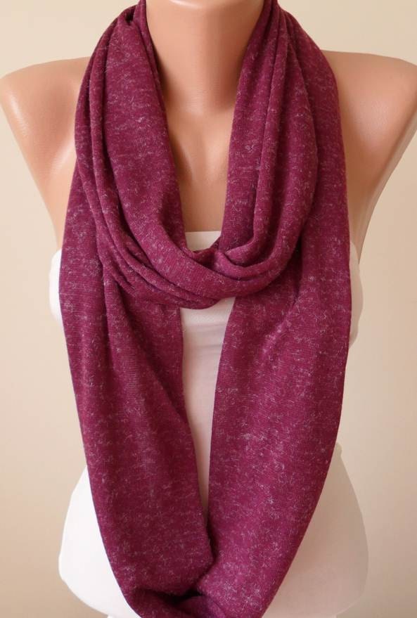 Plum Purple Infinity Scarf - Jersey Fabric