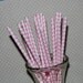 Chevron Straws - Light Pink - 25 paper straws & Flags - chevron stripe drinking straws - zig zag cake pop sticks vintage party straws