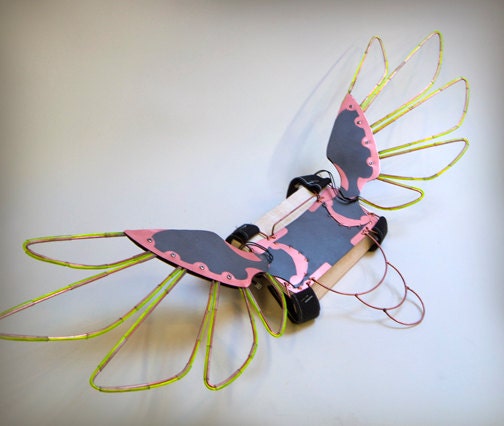 Glowing steampunk steel angel wings