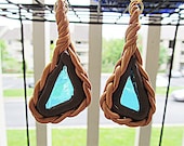 Dangle blue glass earrings