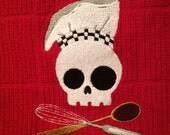 Chef skull towel CUSTOM kitchen bathroom cook baker wisk spoon