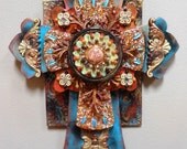 one of a kind mixed media recycled upcycled found objects wall cross