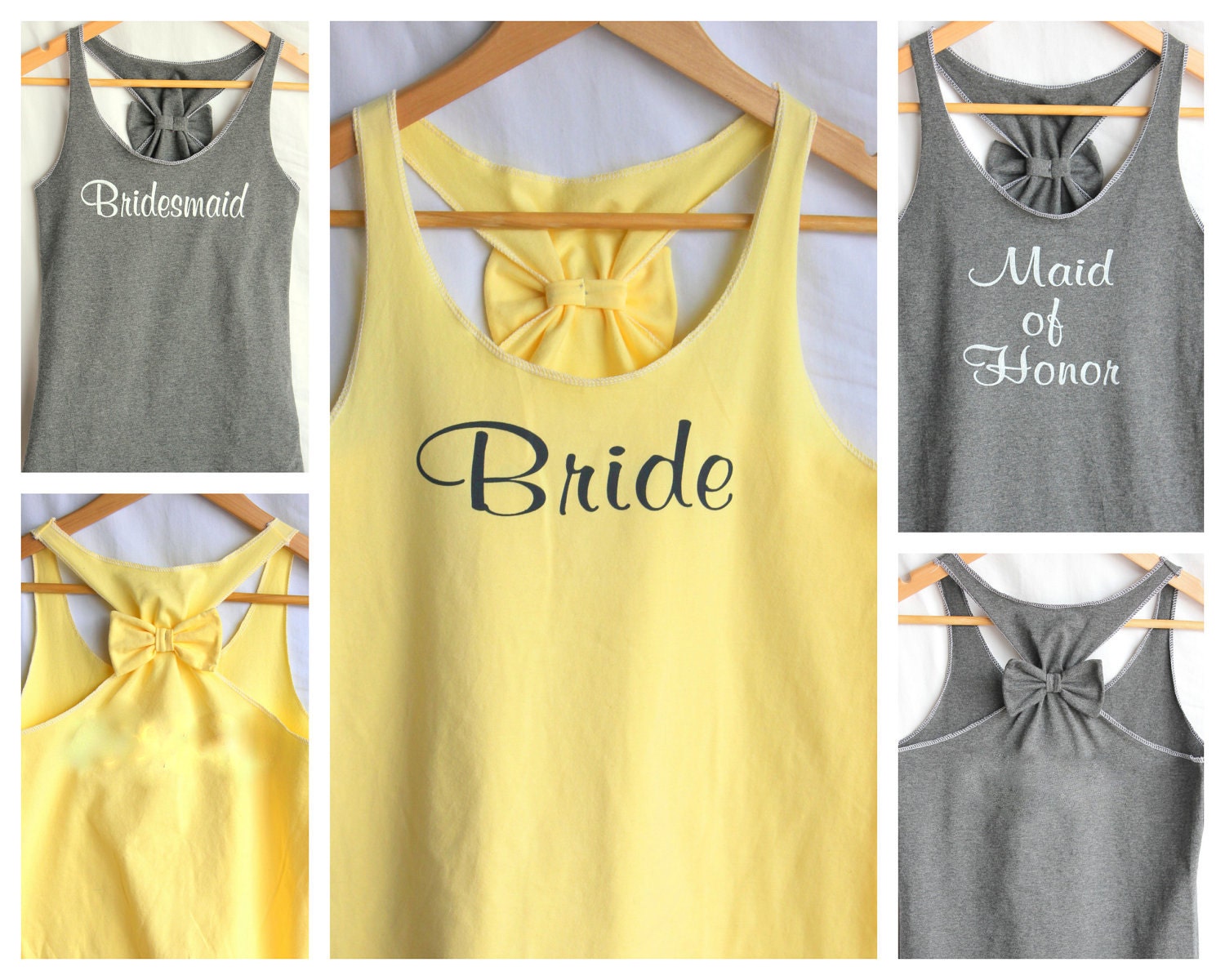 8 Shirt Bridal Set Wedding tank tops with Bow