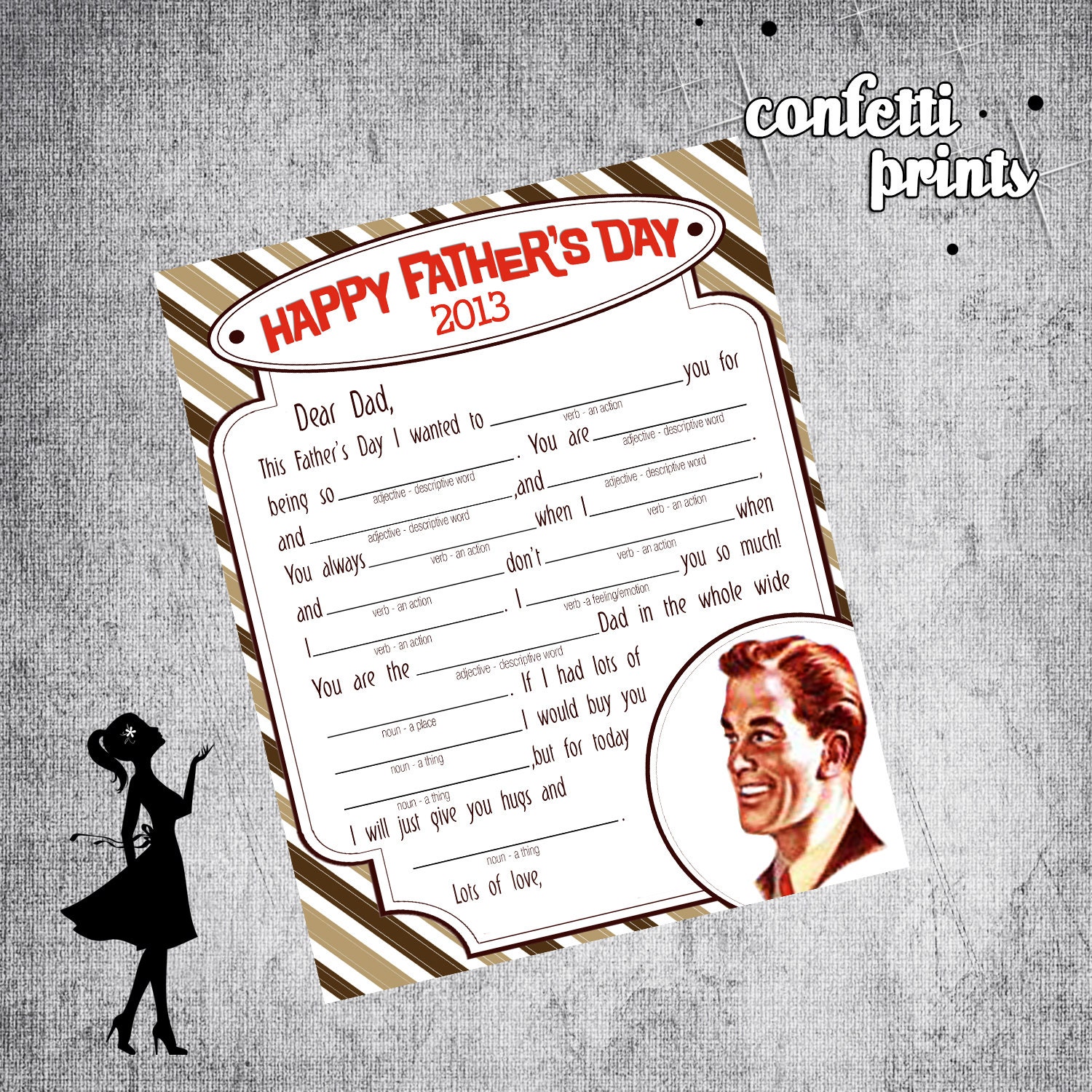 Father's Day Mad Lib - LETTER To My DAD Printable Instant Download Il_170x135