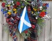 Scotland Wreath, Scottish Clan Tartan Wreath, St. Andrew's Saltire Flag
