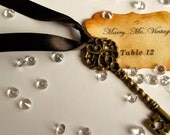 Personalized Vintage Wedding Escort Cards Skeleton Key Place Cards/Name Cards - Alice in Wonderland  x 100