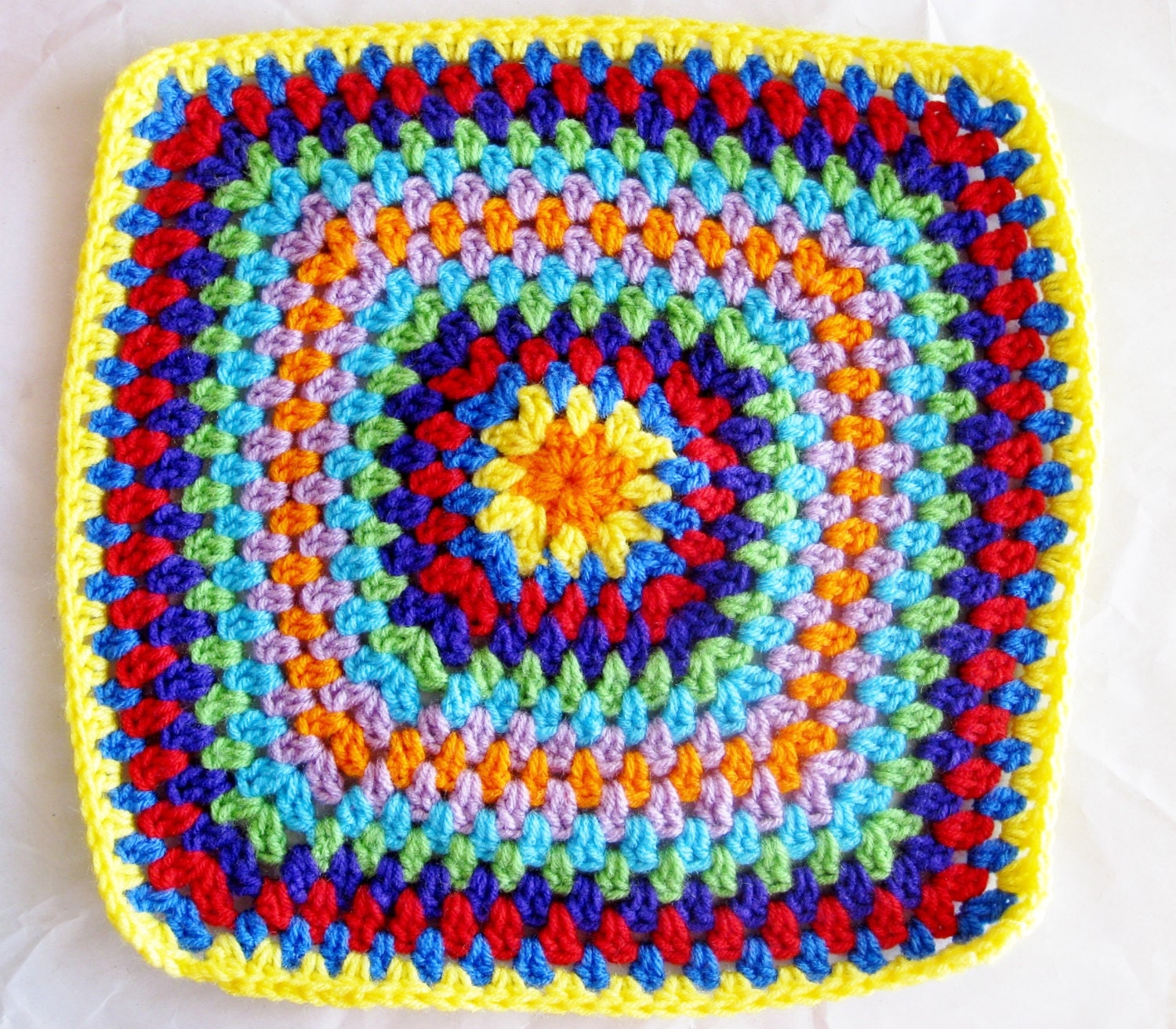 One Large Handmade Crochet Granny Square for Pillow Top Cover Cushion Case