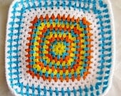 One Large Handmade Crochet Granny Square for Pillow Top Cover Cushion Case