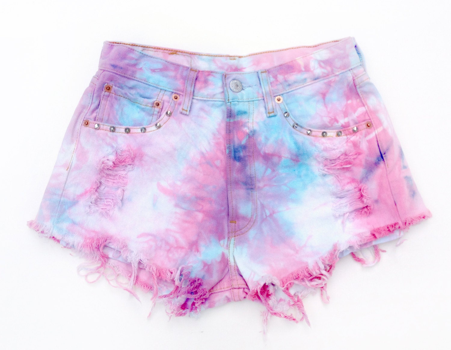 Vintage Levis Popsicle Tie Dye Studded Customised Shorts
