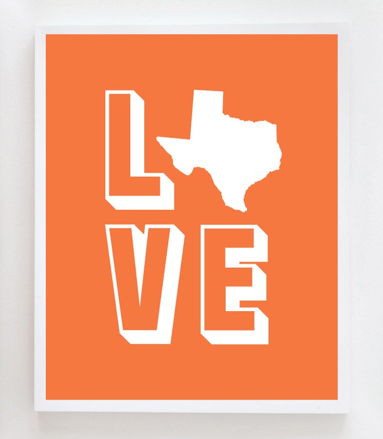 8x10 Texas Love Wall Art Print