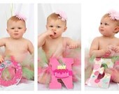 Girls Birthday Number Prop. ONE. Cake. Flowers. Pink. Orange. 1st Birthday. One. First Birthday. Photo Prop.