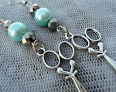 Baby Blue Sparkles Hair Stylist Scissor Charm Earrings