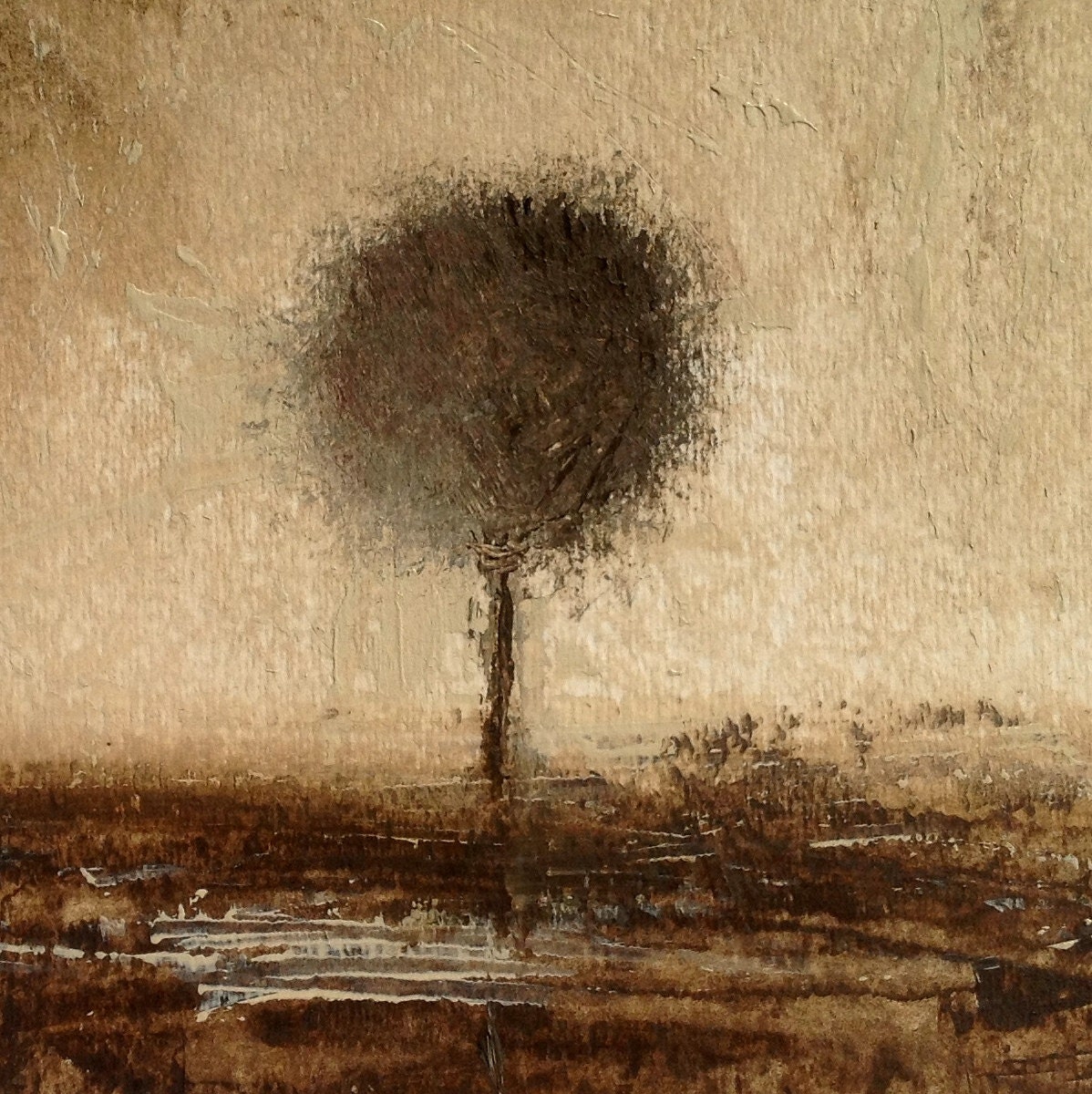 Brown Tree Original Painting. Art for home decor. Steampumk. Autumn decor.   Gift . Acrylic and watercolor.  Trees Painting 236