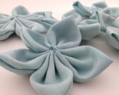 Handmade Mint Green Fabric Flower from Vintage Fabric Set of 5