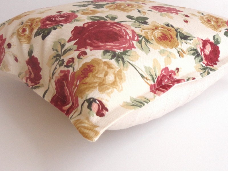 cute floral print Pillow Cover , 16x16 inch ,decorative pillow, pillow cover, cushion cover, home rose print fabric and buldan cotton fabric