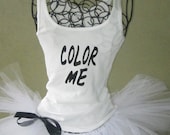 Running Tutu: Color Run Inspired Custom Racing Tank and Pixie Length (9 inch) Tutu