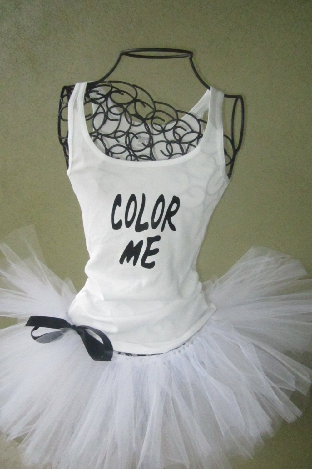 Running Tutu: Color Run Inspired Custom Racing Tank and Pixie Length (9 inch) Tutu