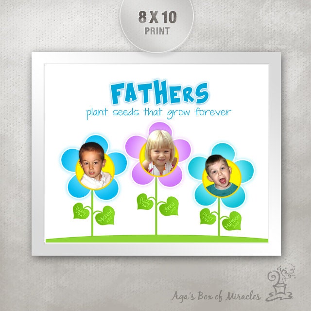 Personalized Gift for Dad with kids pictures / 8x10" Quote PRINT / Custom Father's Day Gift / Grow /  Wall Art