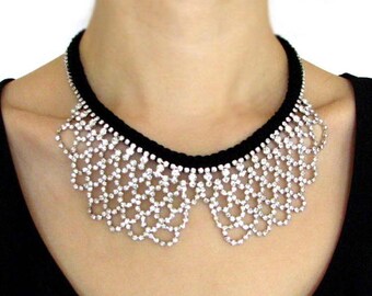 Rhinestone statemenet collar-black