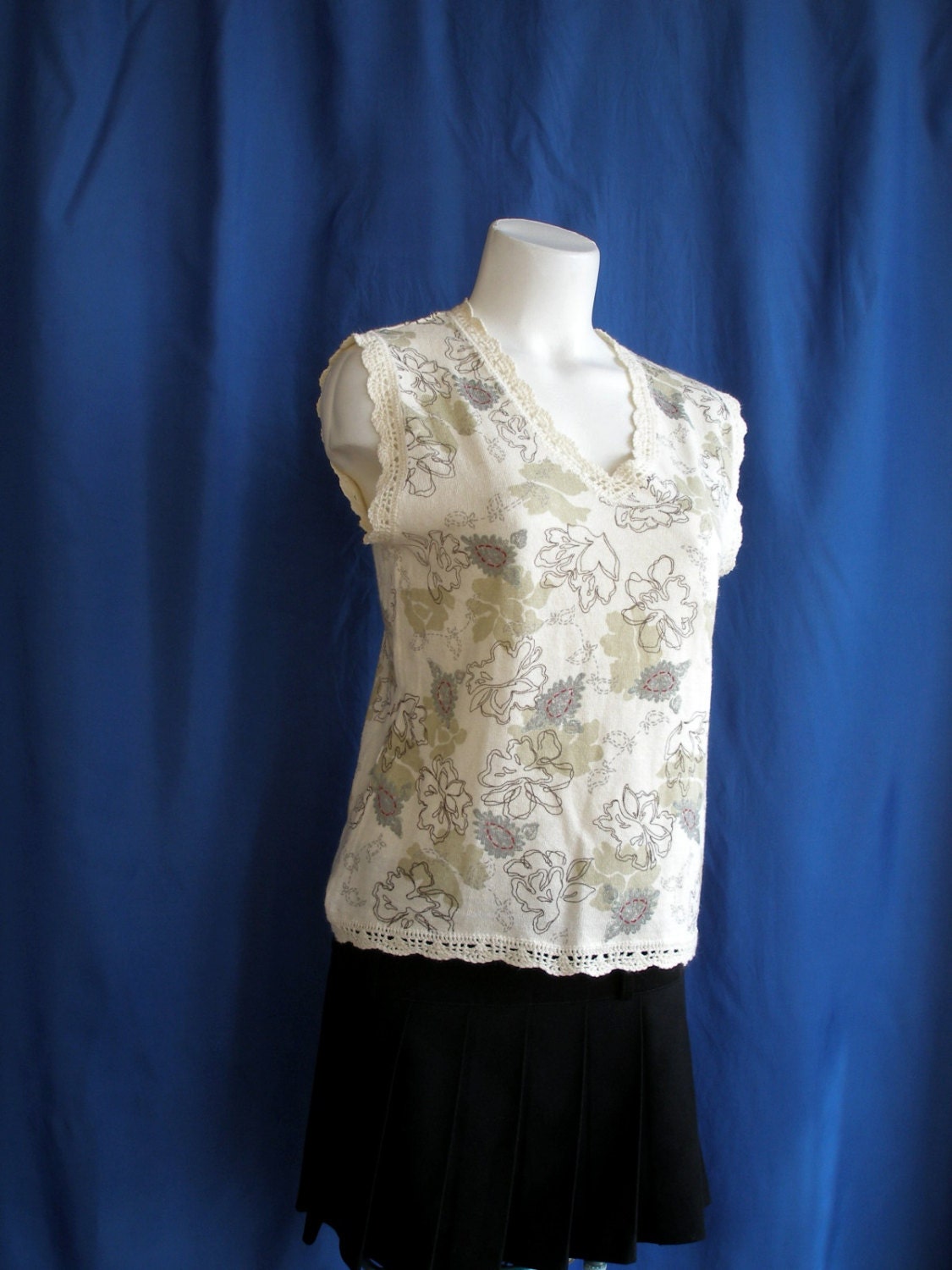 Vintage LINEN Machine Knit Blouse/Top, size M-L